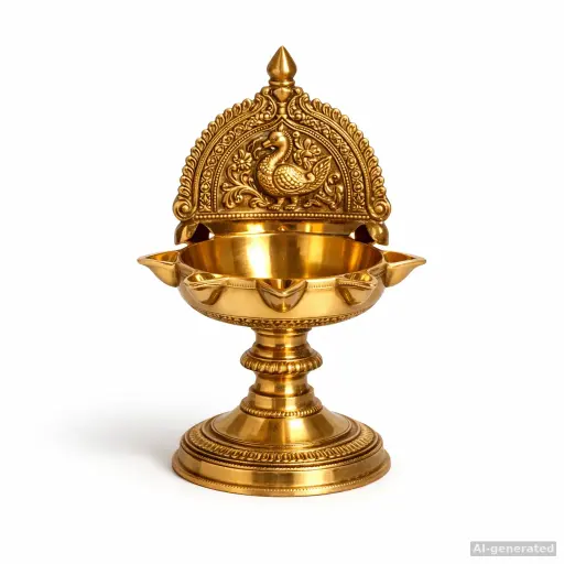 AI product photo for Amazon: brass diya on a pure white background, generated from one phone photo